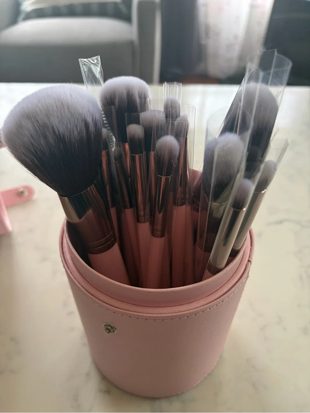 Beauty Creations Pink Makeup Brush Set with Gray Bristles